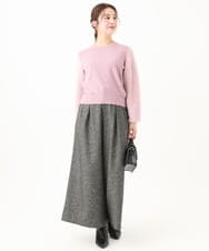 F1LDA60170 MK MICHEL KLEIN(小さいサイズ)(メゾン ドゥ サンク) 【小さいサイズ】2タック ツイードワイドパンツ/洗える ダークグレー