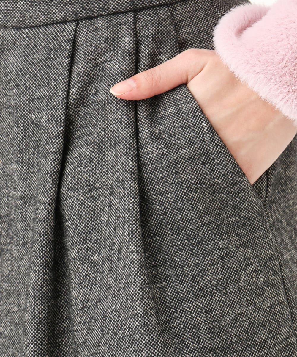 F1LDA60170 MK MICHEL KLEIN(小さいサイズ)(メゾン ドゥ サンク) 【小さいサイズ】2タック ツイードワイドパンツ/洗える ダークグレー