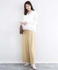 F1LDD60160 MK MICHEL KLEIN(小さいサイズ)(メゾン ドゥ サンク) カラーツイードワイドパンツ/洗える イエロー