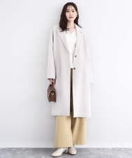 F1LDD60160 MK MICHEL KLEIN(小さいサイズ)(メゾン ドゥ サンク) カラーツイードワイドパンツ/洗える イエロー