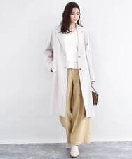 F1LDD60160 MK MICHEL KLEIN(小さいサイズ)(メゾン ドゥ サンク) カラーツイードワイドパンツ/洗える イエロー