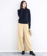 F1LDD60160 MK MICHEL KLEIN(小さいサイズ)(メゾン ドゥ サンク) カラーツイードワイドパンツ/洗える イエロー