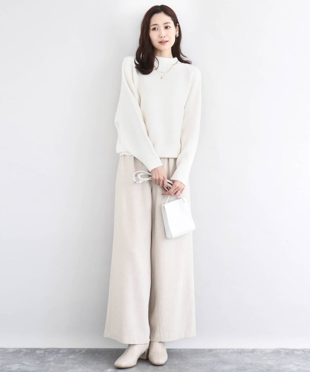 F1LDD60160 MK MICHEL KLEIN(小さいサイズ)(メゾン ドゥ サンク) カラーツイードワイドパンツ/洗える イエロー