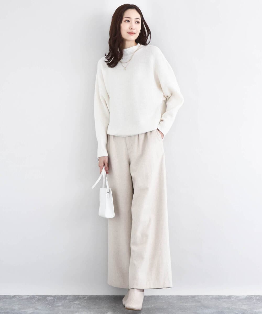 F1LDD60160 MK MICHEL KLEIN(小さいサイズ)(メゾン ドゥ サンク) カラーツイードワイドパンツ/洗える イエロー