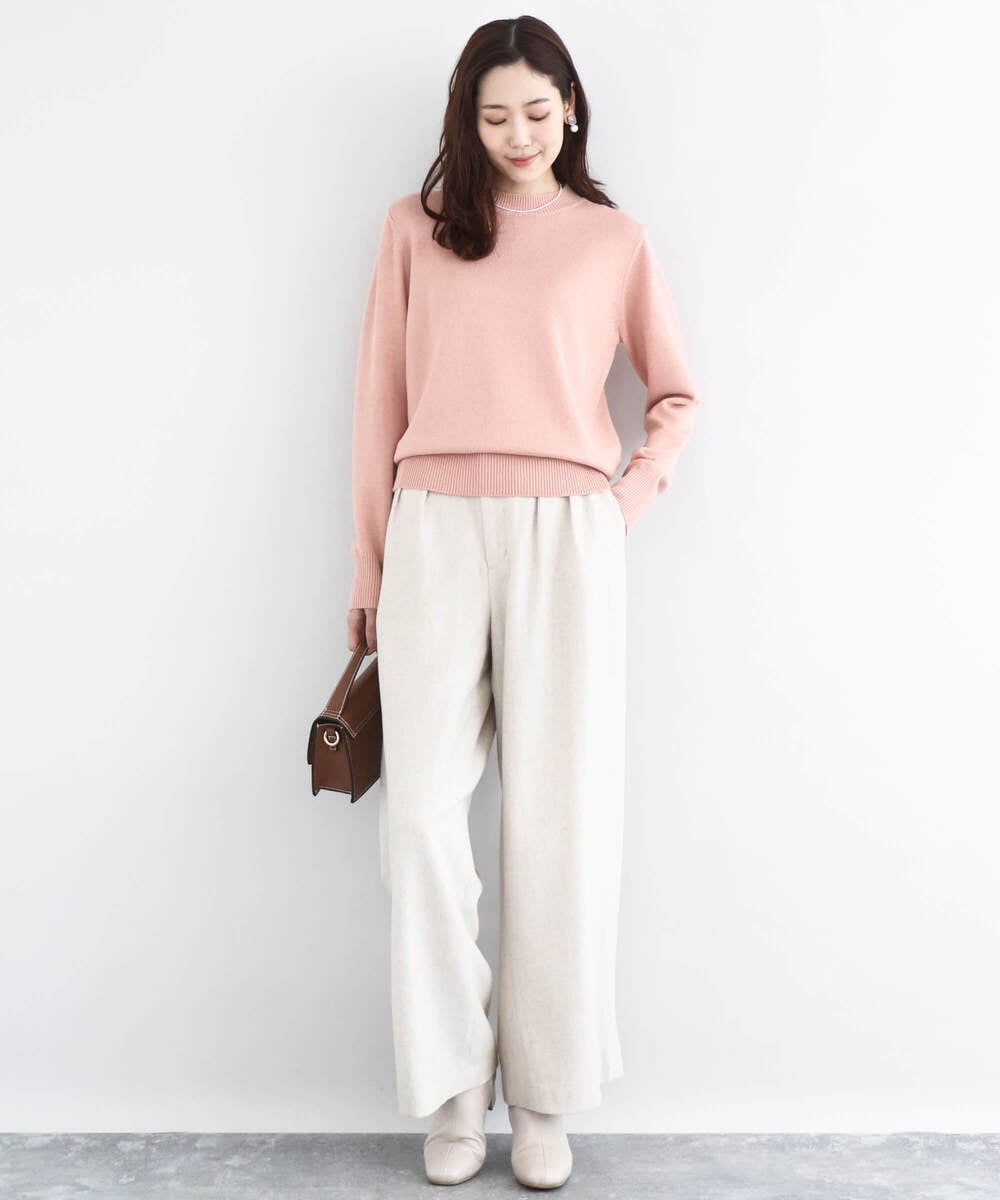 F1LDD60160 MK MICHEL KLEIN(小さいサイズ)(メゾン ドゥ サンク) カラーツイードワイドパンツ/洗える イエロー