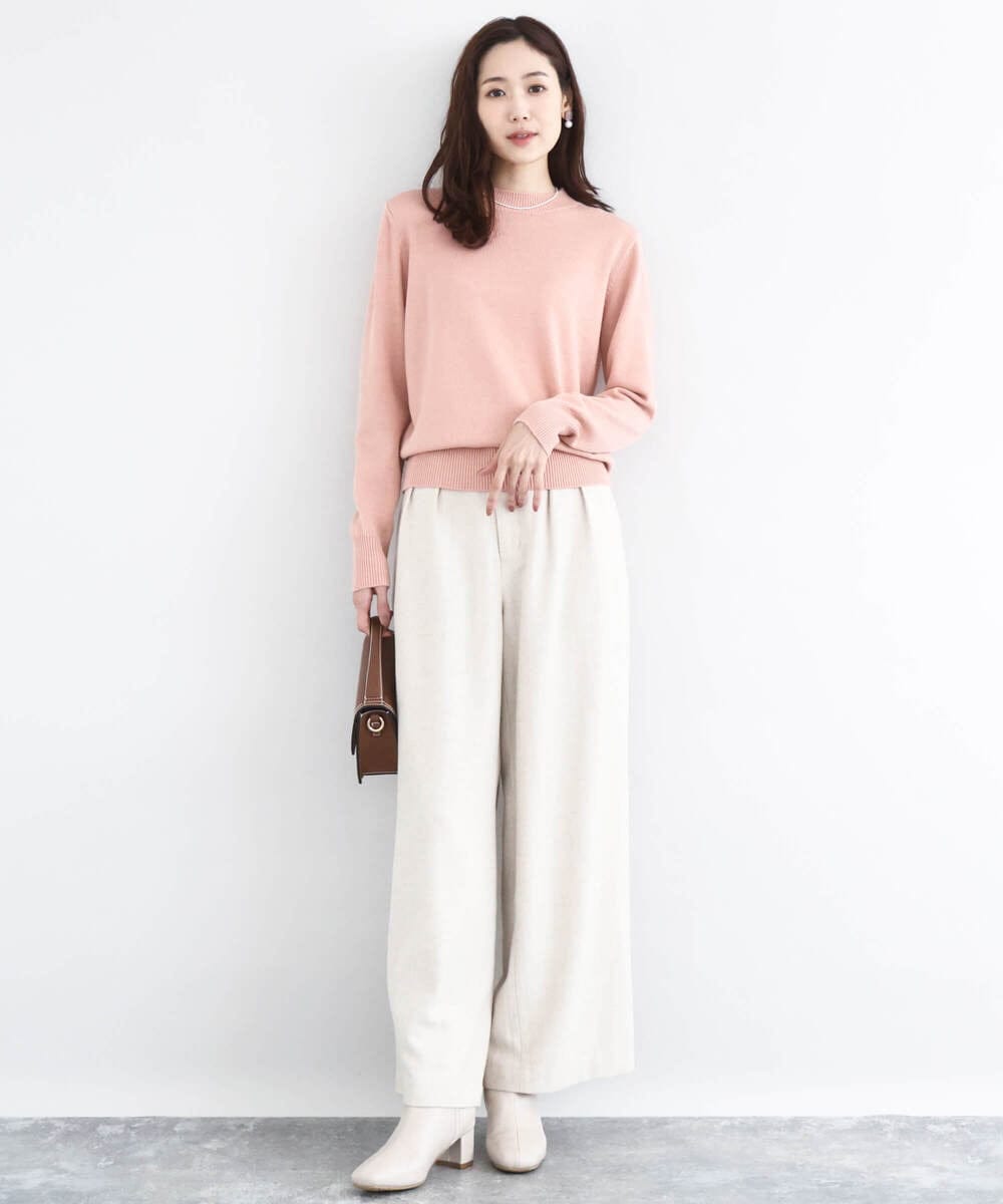 F1LDD60160 MK MICHEL KLEIN(小さいサイズ)(メゾン ドゥ サンク) カラーツイードワイドパンツ/洗える イエロー