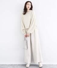 F1LDD60160 MK MICHEL KLEIN(小さいサイズ)(メゾン ドゥ サンク) カラーツイードワイドパンツ/洗える イエロー