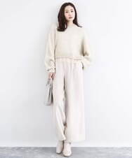 F1LDD60160 MK MICHEL KLEIN(小さいサイズ)(メゾン ドゥ サンク) カラーツイードワイドパンツ/洗える イエロー