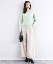 F1LDD60160 MK MICHEL KLEIN(小さいサイズ)(メゾン ドゥ サンク) カラーツイードワイドパンツ/洗える イエロー