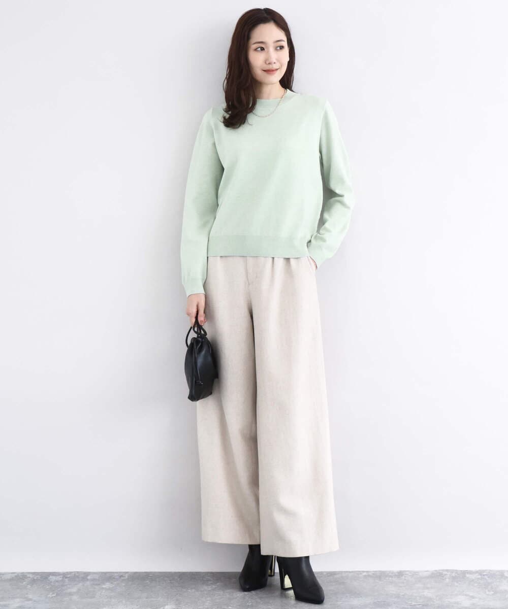 F1LDD60160 MK MICHEL KLEIN(小さいサイズ)(メゾン ドゥ サンク) カラーツイードワイドパンツ/洗える イエロー