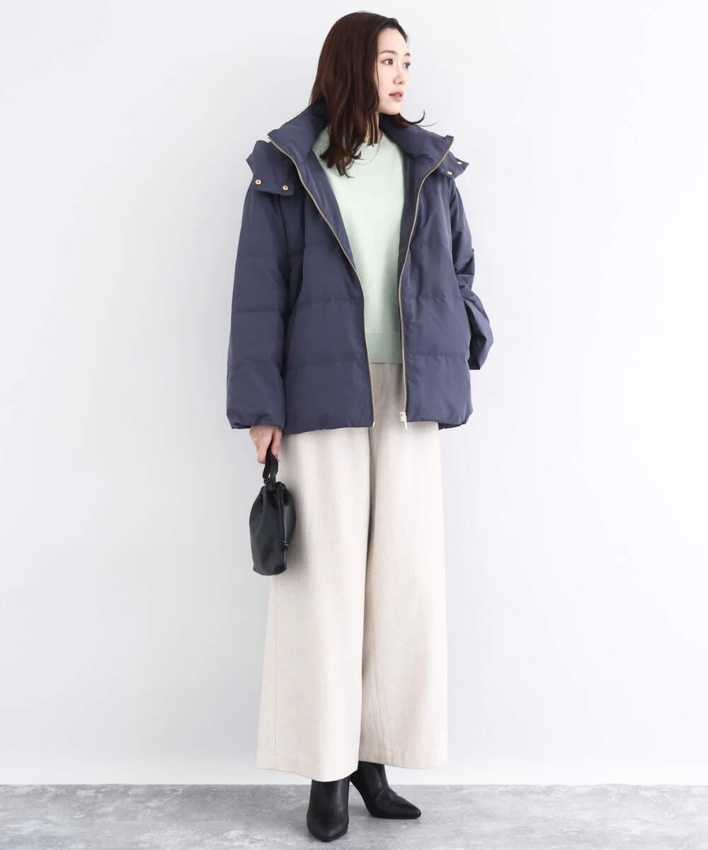 F1LDD60160 MK MICHEL KLEIN(小さいサイズ)(メゾン ドゥ サンク) カラーツイードワイドパンツ/洗える イエロー