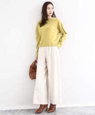 F1LDD60160 MK MICHEL KLEIN(小さいサイズ)(メゾン ドゥ サンク) カラーツイードワイドパンツ/洗える イエロー