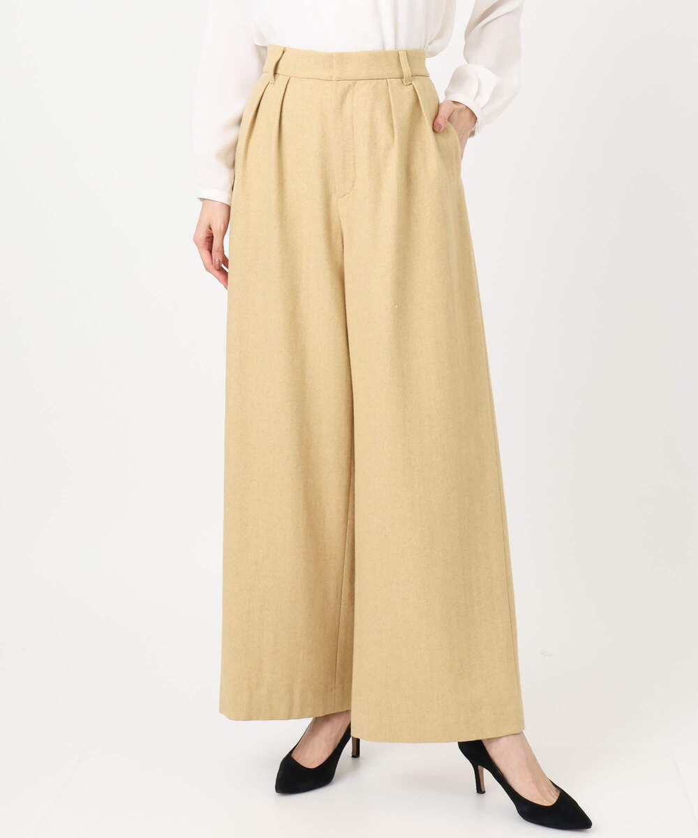 F1LDD60160 MK MICHEL KLEIN(小さいサイズ)(メゾン ドゥ サンク) カラーツイードワイドパンツ/洗える イエロー