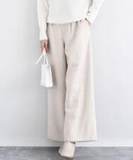 F1LDD60160 MK MICHEL KLEIN(小さいサイズ)(メゾン ドゥ サンク) カラーツイードワイドパンツ/洗える ベージュ