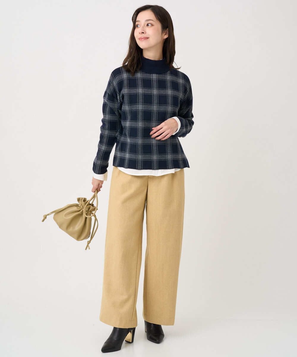 F1LDD60160 MK MICHEL KLEIN(小さいサイズ)(メゾン ドゥ サンク) 【小さいサイズ】カラーツイードワイドパンツ/洗える ベージュ