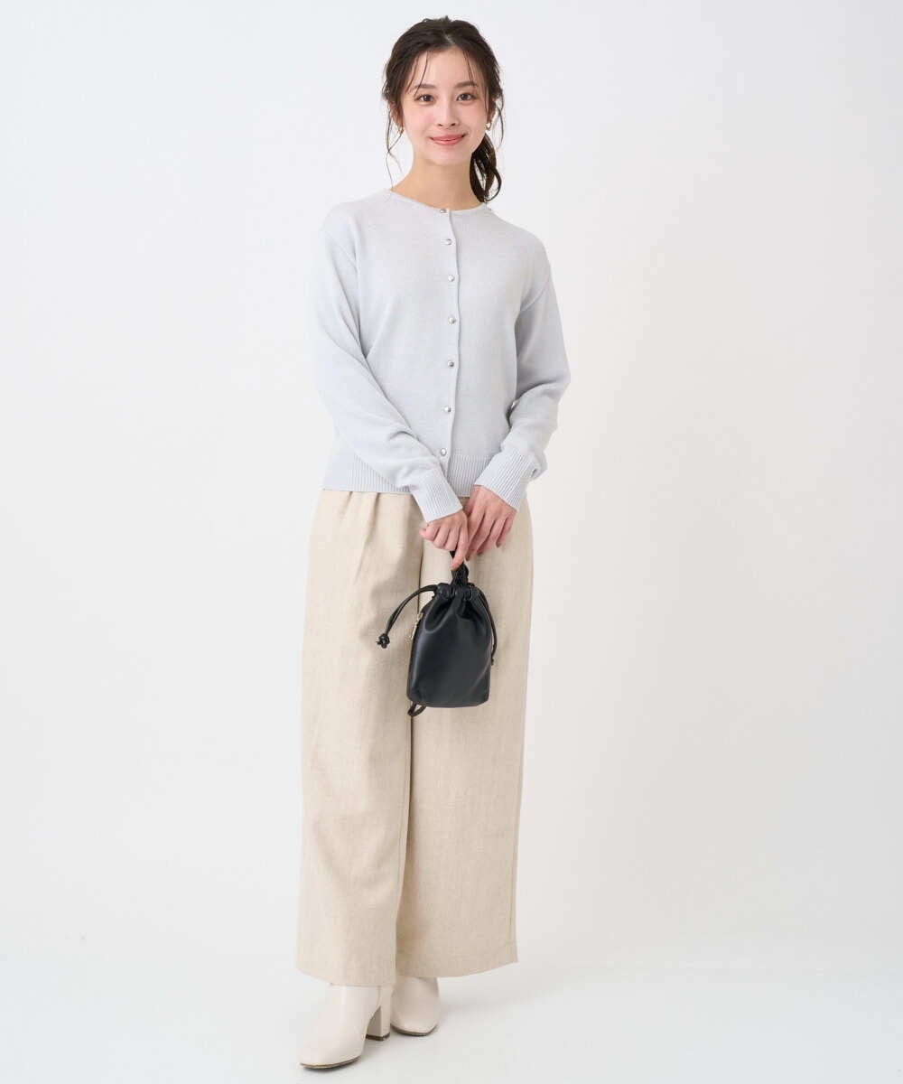 F1LDD60160 MK MICHEL KLEIN(小さいサイズ)(メゾン ドゥ サンク) 【小さいサイズ】カラーツイードワイドパンツ/洗える ベージュ