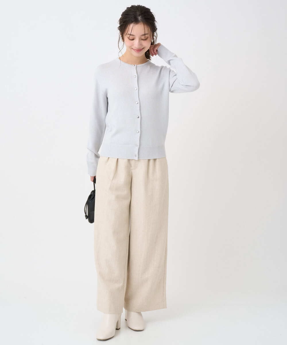 F1LDD60160 MK MICHEL KLEIN(小さいサイズ)(メゾン ドゥ サンク) 【小さいサイズ】カラーツイードワイドパンツ/洗える ベージュ