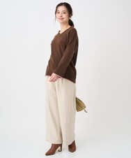 F1LDD60160 MK MICHEL KLEIN(小さいサイズ)(メゾン ドゥ サンク) 【小さいサイズ】カラーツイードワイドパンツ/洗える ベージュ