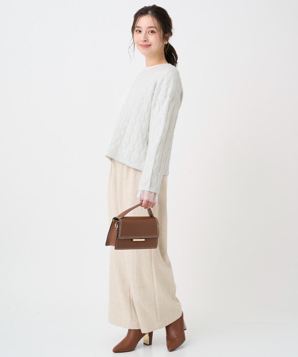 F1LDD60160 MK MICHEL KLEIN(小さいサイズ)(メゾン ドゥ サンク) 【小さいサイズ】カラーツイードワイドパンツ/洗える ベージュ