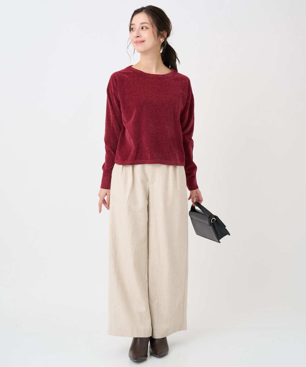 F1LDD60160 MK MICHEL KLEIN(小さいサイズ)(メゾン ドゥ サンク) 【小さいサイズ】カラーツイードワイドパンツ/洗える ベージュ