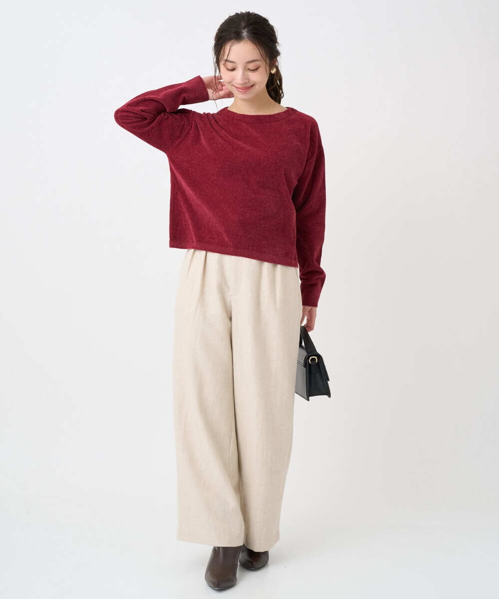 F1LDD60160 MK MICHEL KLEIN(小さいサイズ)(メゾン ドゥ サンク) 【小さいサイズ】カラーツイードワイドパンツ/洗える ベージュ