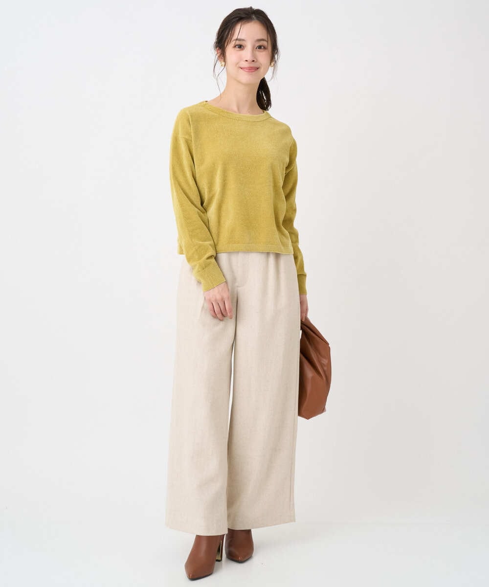 F1LDD60160 MK MICHEL KLEIN(小さいサイズ)(メゾン ドゥ サンク) 【小さいサイズ】カラーツイードワイドパンツ/洗える ベージュ