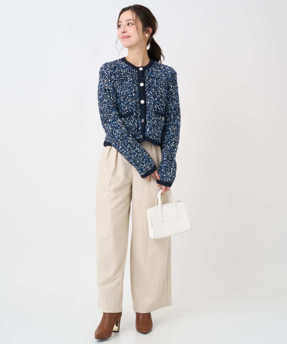 F1LDD60160 MK MICHEL KLEIN(小さいサイズ)(メゾン ドゥ サンク) 【小さいサイズ】カラーツイードワイドパンツ/洗える ベージュ