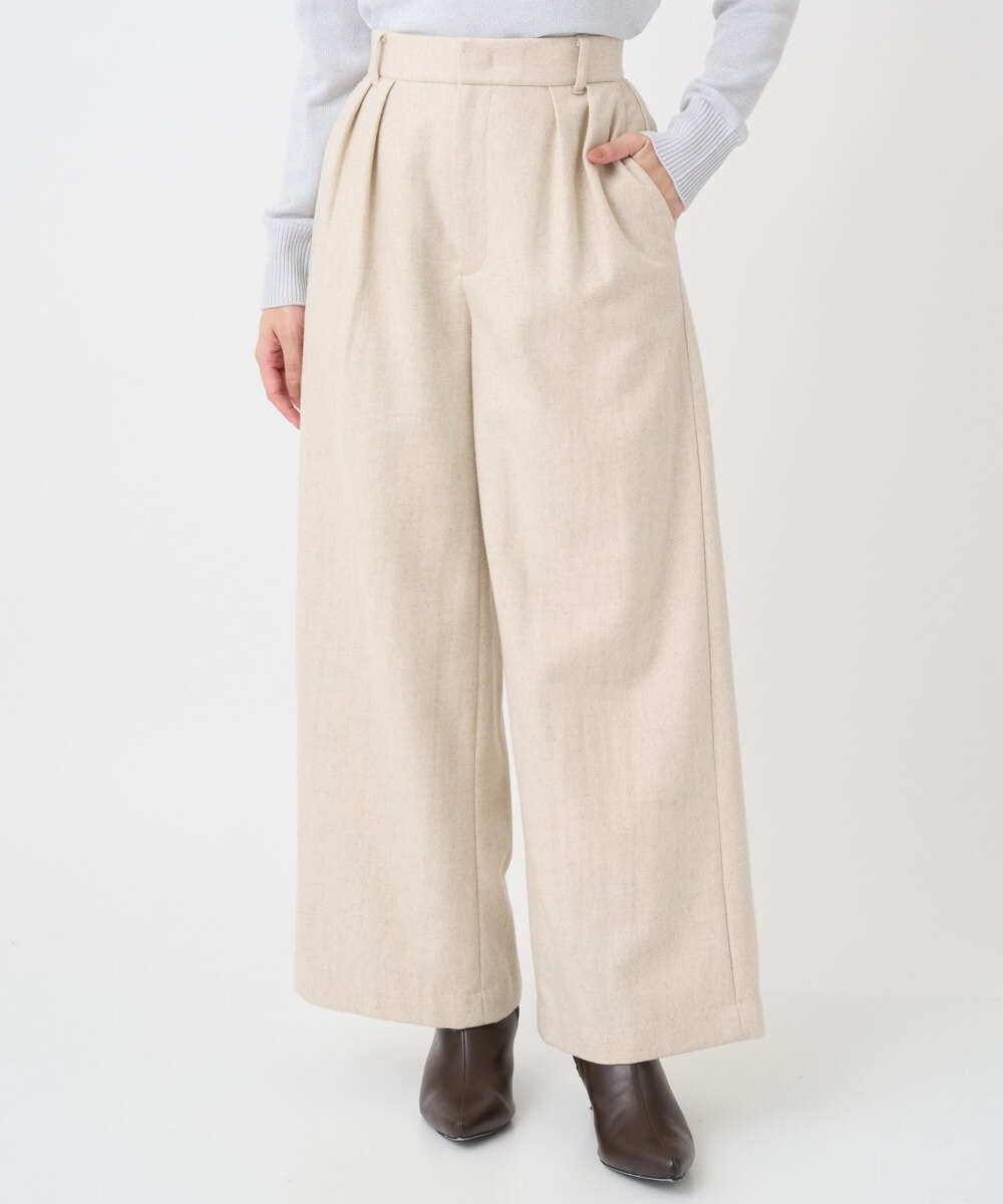 F1LDD60160 MK MICHEL KLEIN(小さいサイズ)(メゾン ドゥ サンク) 【小さいサイズ】カラーツイードワイドパンツ/洗える ベージュ