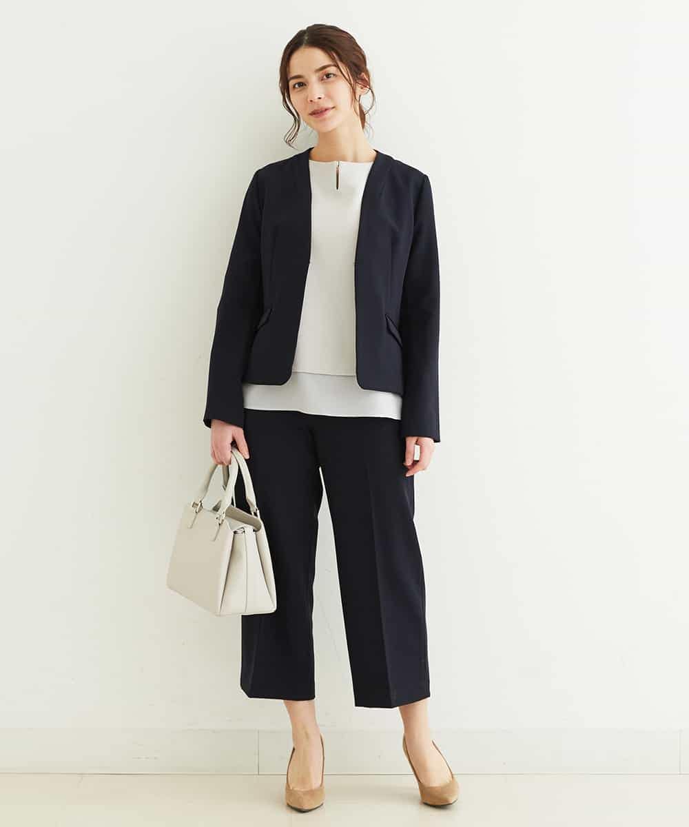 F1LDP22150 MK MICHEL KLEIN(小さいサイズ)(メゾン ドゥ サンク) 【小さいサイズ/制菌加工/Comfortシリーズ】ベーシックワイドパンツ ネイビー