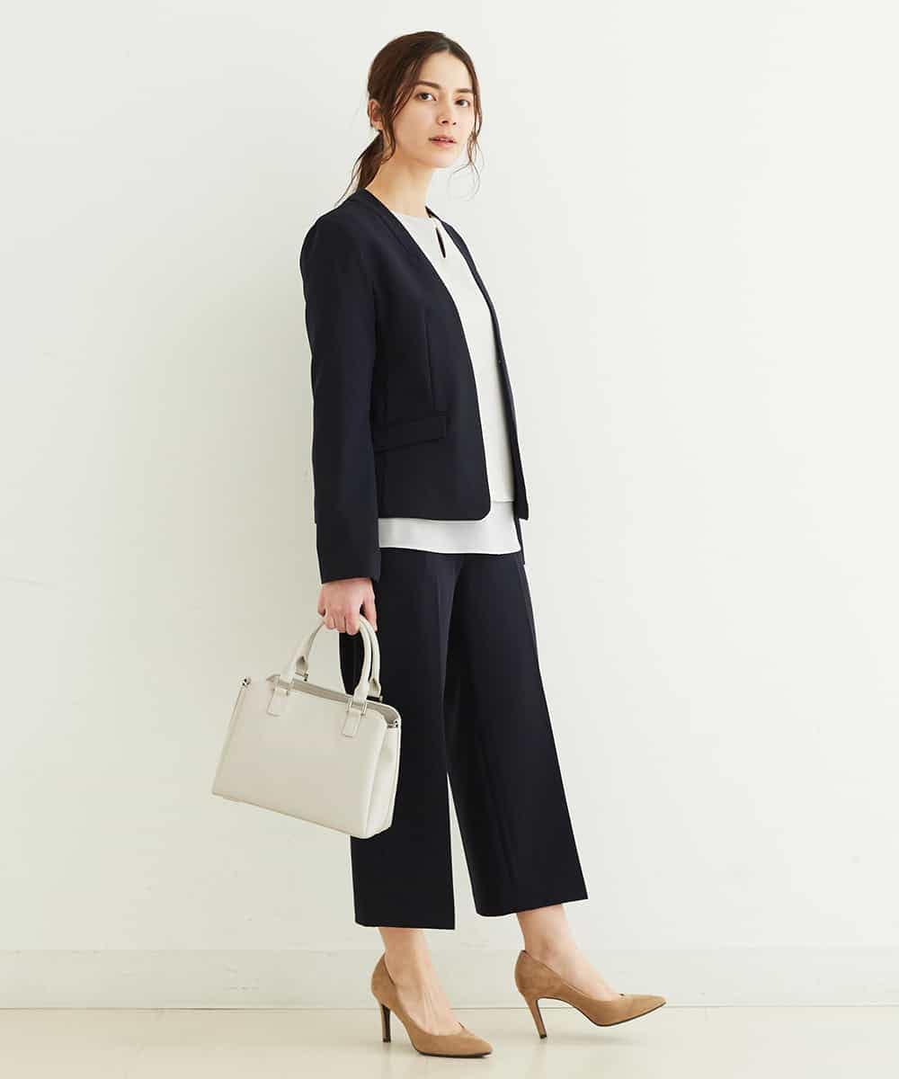 F1LDP22150 MK MICHEL KLEIN(小さいサイズ)(メゾン ドゥ サンク) 【小さいサイズ/制菌加工/Comfortシリーズ】ベーシックワイドパンツ ネイビー