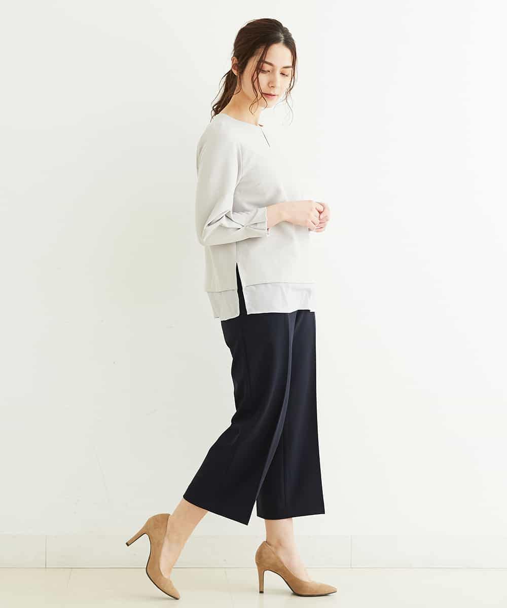 F1LDP22150 MK MICHEL KLEIN(小さいサイズ)(メゾン ドゥ サンク) 【小さいサイズ/制菌加工/Comfortシリーズ】ベーシックワイドパンツ ネイビー
