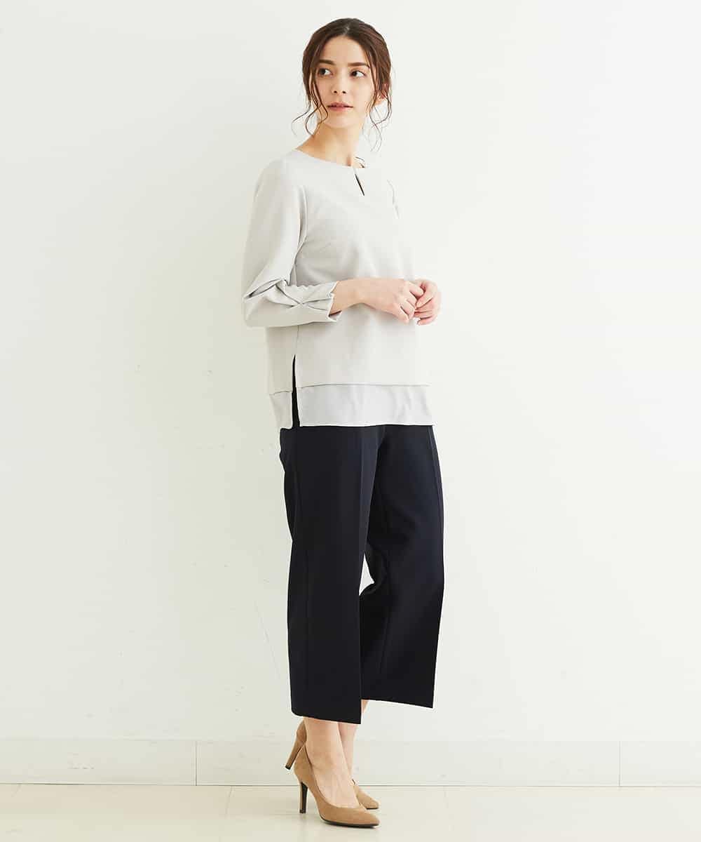 F1LDP22150 MK MICHEL KLEIN(小さいサイズ)(メゾン ドゥ サンク) 【小さいサイズ/制菌加工/Comfortシリーズ】ベーシックワイドパンツ ネイビー