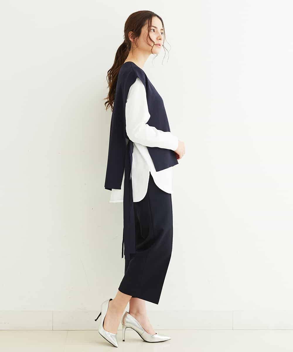 F1LDP22150 MK MICHEL KLEIN(小さいサイズ)(メゾン ドゥ サンク) 【小さいサイズ/制菌加工/Comfortシリーズ】ベーシックワイドパンツ ネイビー