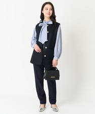 F1LFA10140 MK MICHEL KLEIN(小さいサイズ)(メゾン ドゥ サンク) 【小さいサイズ】ベーシックテーパードパンツ/制菌加工/洗える ネイビー