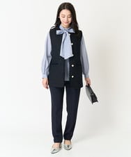 F1LFA10140 MK MICHEL KLEIN(小さいサイズ)(メゾン ドゥ サンク) 【小さいサイズ】ベーシックテーパードパンツ/制菌加工/洗える ネイビー