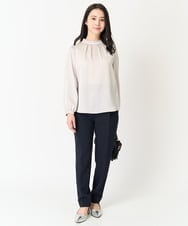 F1LFA10140 MK MICHEL KLEIN(小さいサイズ)(メゾン ドゥ サンク) 【小さいサイズ】ベーシックテーパードパンツ/制菌加工/洗える ネイビー
