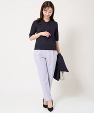 F1LFA10140 MK MICHEL KLEIN(小さいサイズ)(メゾン ドゥ サンク) 【小さいサイズ】ベーシックテーパードパンツ/制菌加工/洗える ネイビー