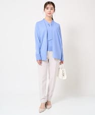 F1LFA10140 MK MICHEL KLEIN(小さいサイズ)(メゾン ドゥ サンク) 【小さいサイズ】ベーシックテーパードパンツ/制菌加工/洗える ネイビー