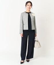 F1LFA24160 MK MICHEL KLEIN(小さいサイズ)(メゾン ドゥ サンク) 【小さいサイズ】ハイウエストワイドパンツ/撥水加工/洗える ライトグレー
