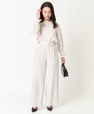 F1LFA24160 MK MICHEL KLEIN(小さいサイズ)(メゾン ドゥ サンク) 【小さいサイズ】ハイウエストワイドパンツ/撥水加工/洗える ライトグレー