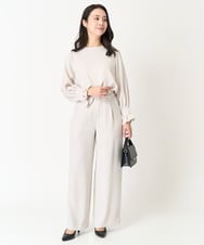 F1LFA24160 MK MICHEL KLEIN(小さいサイズ)(メゾン ドゥ サンク) 【小さいサイズ】ハイウエストワイドパンツ/撥水加工/洗える ライトグレー