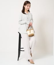 F1LFA24160 MK MICHEL KLEIN(小さいサイズ)(メゾン ドゥ サンク) 【小さいサイズ】ハイウエストワイドパンツ/撥水加工/洗える ライトグレー