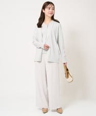 F1LFA24160 MK MICHEL KLEIN(小さいサイズ)(メゾン ドゥ サンク) 【小さいサイズ】ハイウエストワイドパンツ/撥水加工/洗える ライトグレー