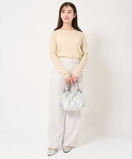 F1LFA24160 MK MICHEL KLEIN(小さいサイズ)(メゾン ドゥ サンク) 【小さいサイズ】ハイウエストワイドパンツ/撥水加工/洗える ライトグレー