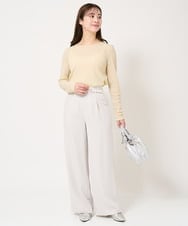 F1LFA24160 MK MICHEL KLEIN(小さいサイズ)(メゾン ドゥ サンク) 【小さいサイズ】ハイウエストワイドパンツ/撥水加工/洗える ライトグレー