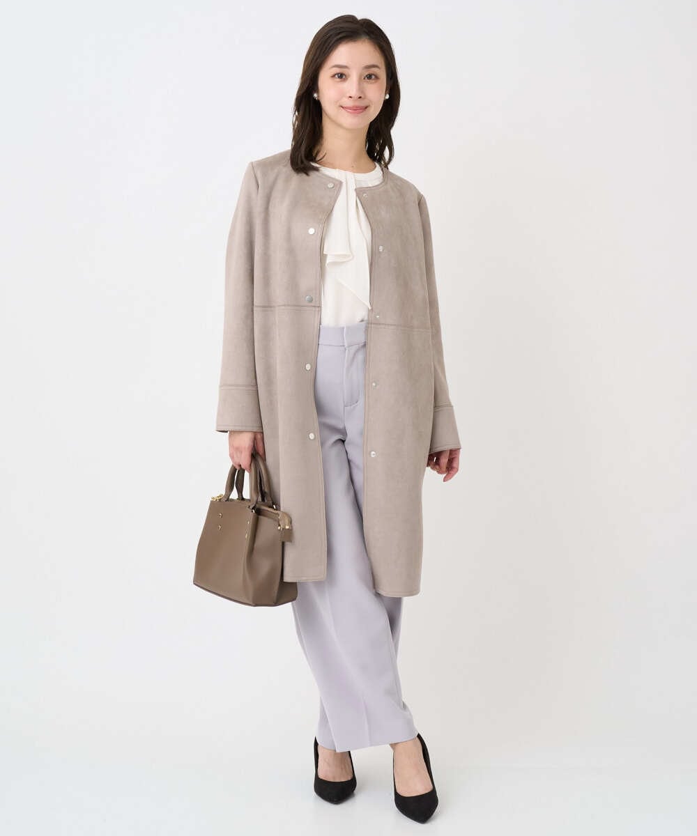 F1LFD10160 MK MICHEL KLEIN(小さいサイズ)(メゾン ドゥ サンク) 【小さいサイズ】ダブルクロス セミワイドパンツ/セットアップ対応/洗える ネイビー