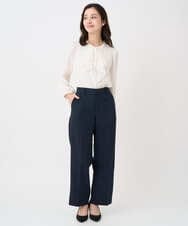 F1LFD10160 MK MICHEL KLEIN(小さいサイズ)(メゾン ドゥ サンク) 【小さいサイズ】ダブルクロス セミワイドパンツ/セットアップ対応/洗える ネイビー