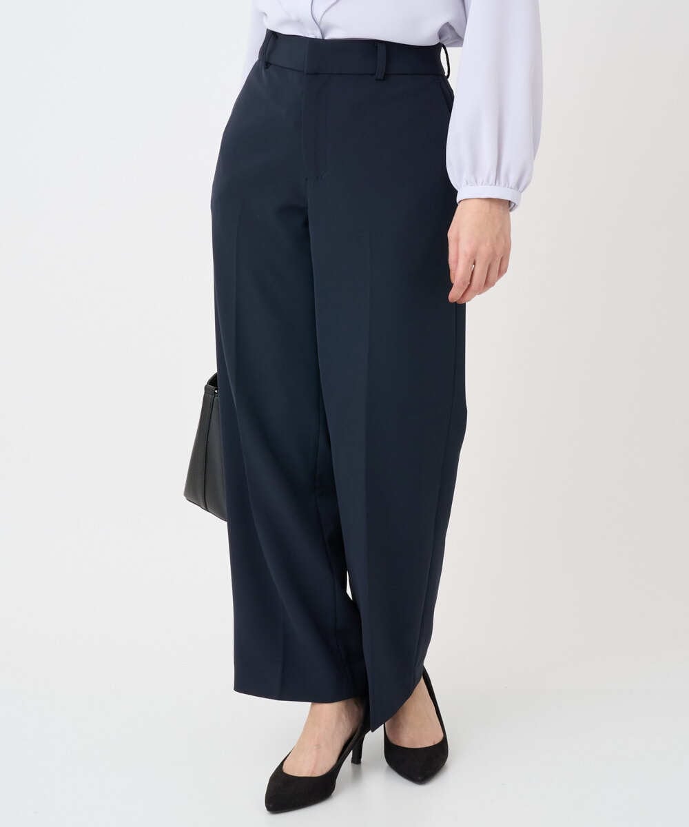 F1LFD10160 MK MICHEL KLEIN(小さいサイズ)(メゾン ドゥ サンク) 【小さいサイズ】ダブルクロス セミワイドパンツ/セットアップ対応/洗える ネイビー