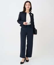 F1LFD10160 MK MICHEL KLEIN(小さいサイズ)(メゾン ドゥ サンク) 【小さいサイズ】ダブルクロス セミワイドパンツ/セットアップ対応/洗える ネイビー