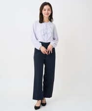 F1LFD10160 MK MICHEL KLEIN(小さいサイズ)(メゾン ドゥ サンク) 【小さいサイズ】ダブルクロス セミワイドパンツ/セットアップ対応/洗える ネイビー